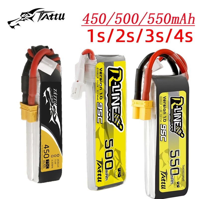 Drone Battery 3S - 3Pcs 새로운 TATTU 450/500/550mAh 75/95C 3.7/3.8/7.4/11.1/14.8V